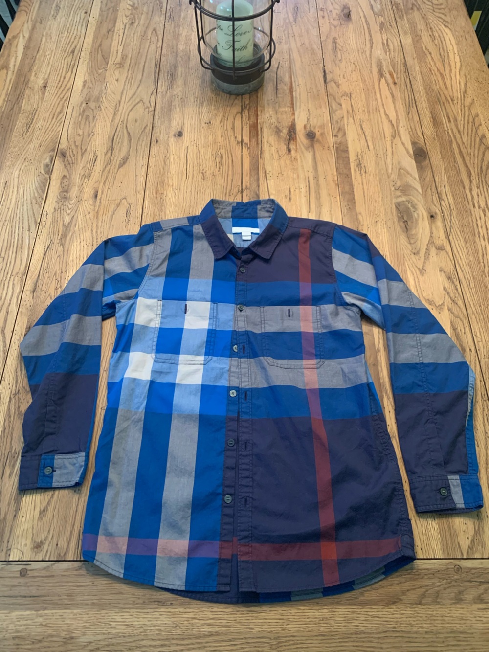 Burberry 12Y Plaid Long Sleeve Button Down Shirt
